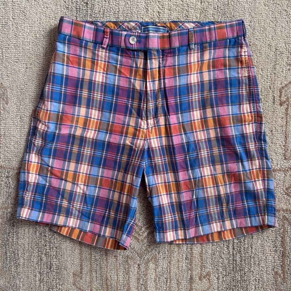 Peter Millar Plaid Cotton Shorts Preppy‎ Golf Club Summer Men 32